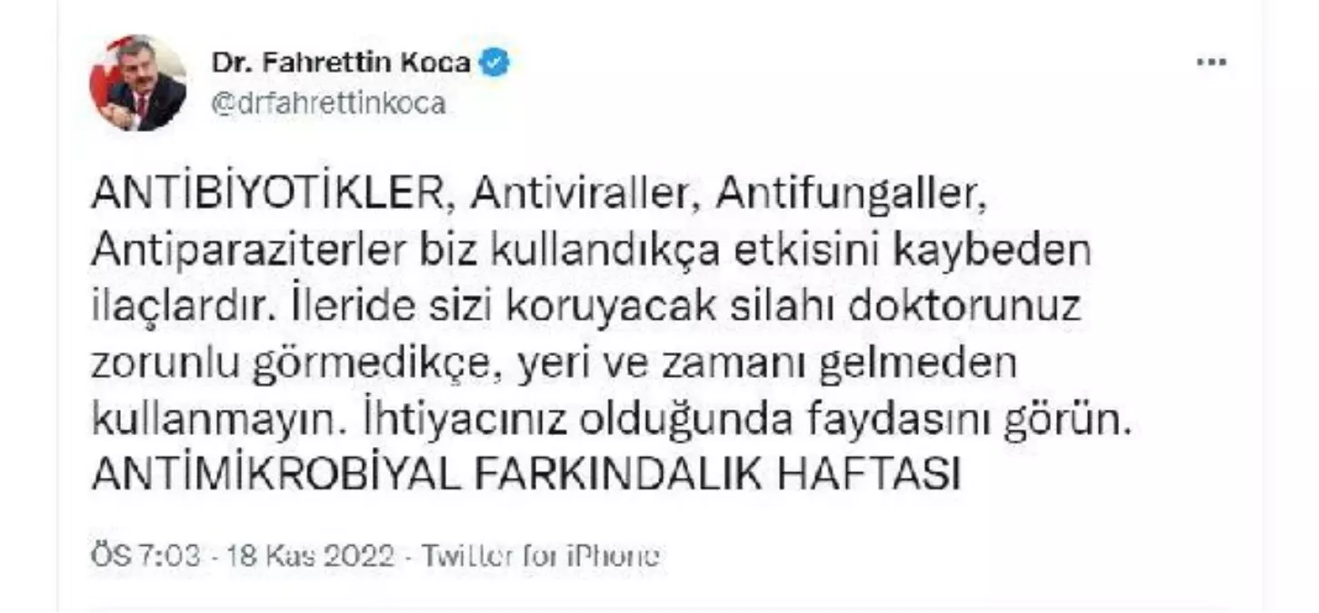 Bakan Koca\'dan antibiyotik kullanımı uyarısı