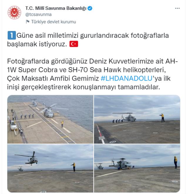 Türkiye'nin ilk uçak gemisine helikopterler konuşlanmaya başladı Türkiye'nin ilk uçak gemisine helikopterler konuşlanmaya başladı