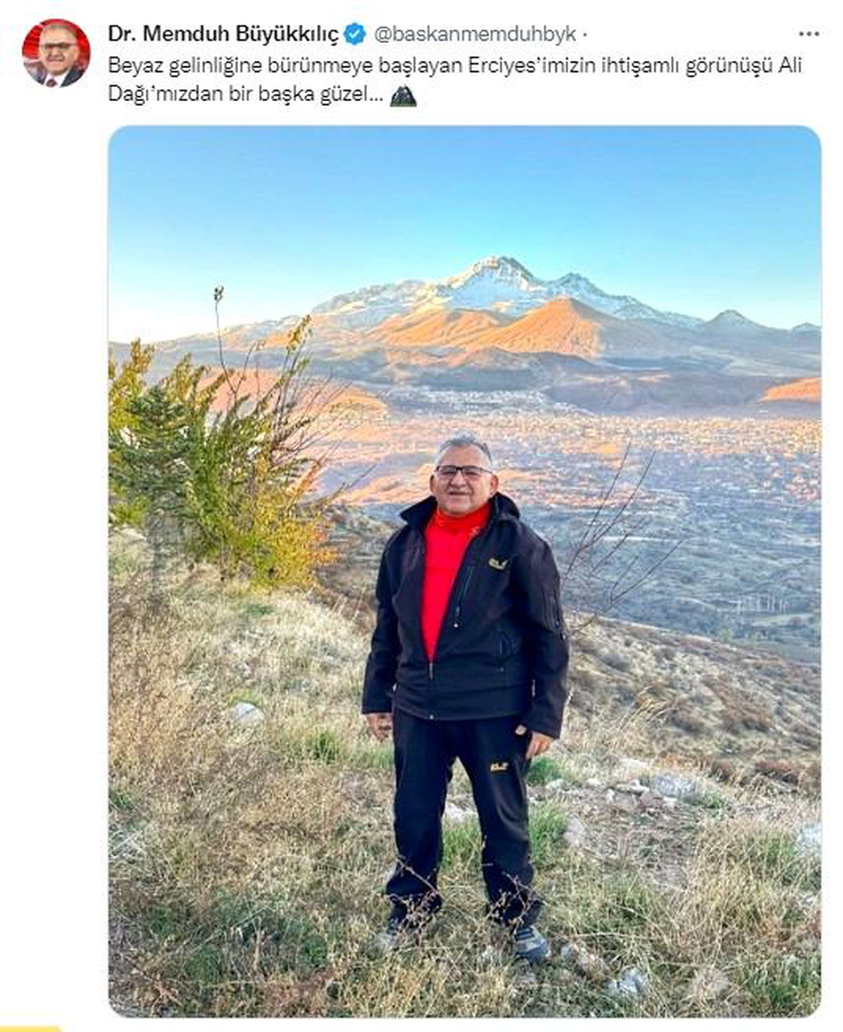 Başkan Büyükkılıç\'tan Erciyes Manzaralı yürüyüş