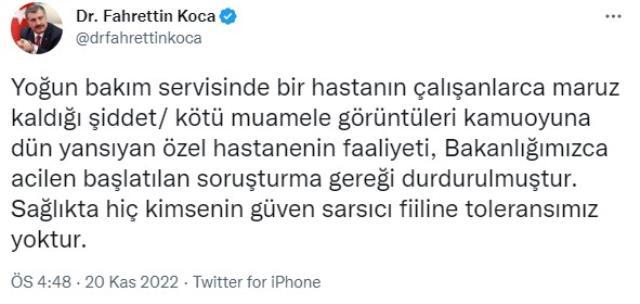 Hemşirelerin felçli hastaya şiddet uyguladığı özel hastanenin faaliyetlerine son verildi