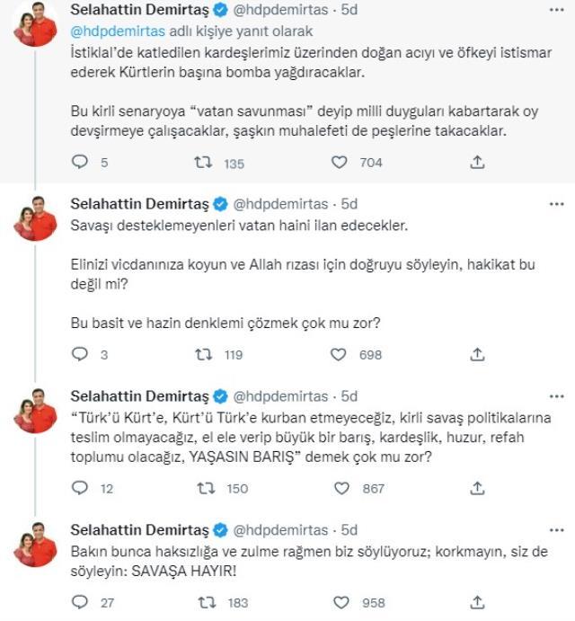 Selahattin Demirtaş'tan Taksim'deki bombalı saldırı üzerinden Pençe Kılıç harekatına ilişkin çok konuşulacak sözler
