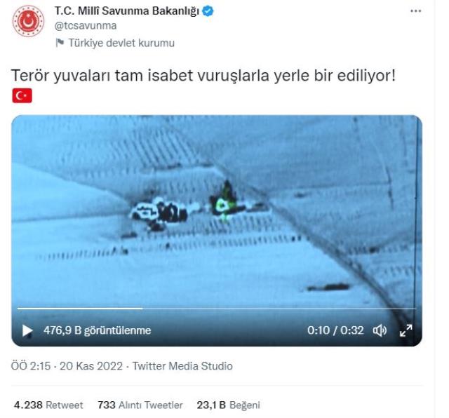 Son Dakika! Türk Silahlı Kuvvetleri, Suriye ve Irak'ın kuzeyindeki terör örgütü hedeflerine yönelik hava harekatı başlattı Son Dakika! Türk Silahlı Kuvvetleri, Suriye ve Irak'ın kuzeyindeki terör örgütü hedeflerine yönelik hava harekatı başlattı