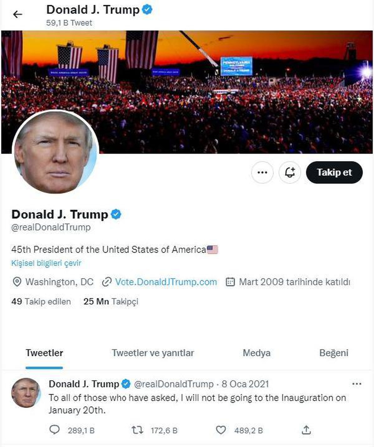 Trump\'ın Twitter hesabı yeniden açıldı