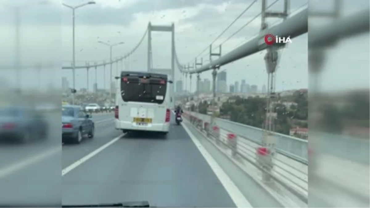 15 Temmuz Şehitler Köprüsü\'nde İETT otobüsü, motosikletliye siper oldu