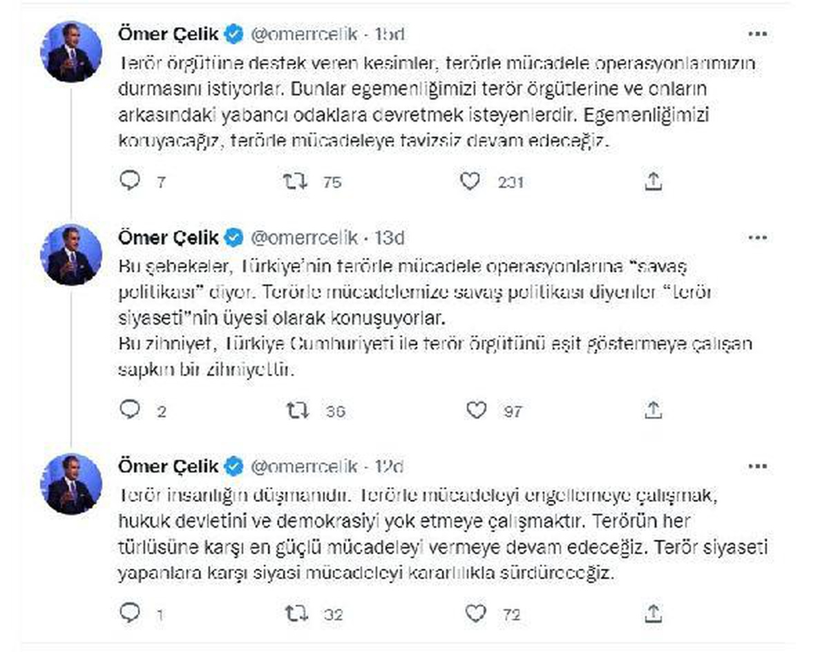 AK Parti\'li Çelik: Terör siyaseti yapanlara karşı siyasi mücadeleyi sürdüreceğiz