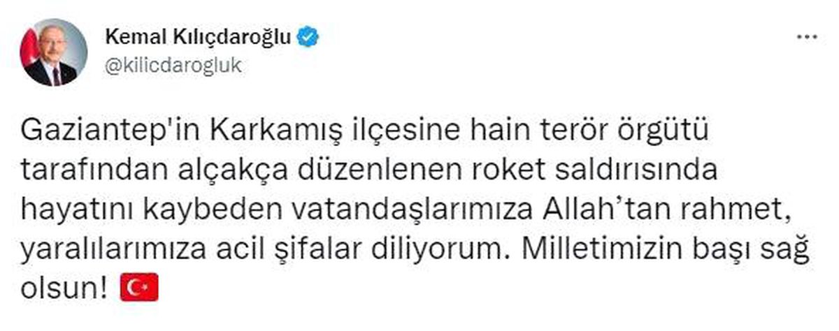 CHP lideri Kılıçdaroğlu\'ndan Gaziantep\'deki terör saldırısına ilişkin başsağlığı mesajı