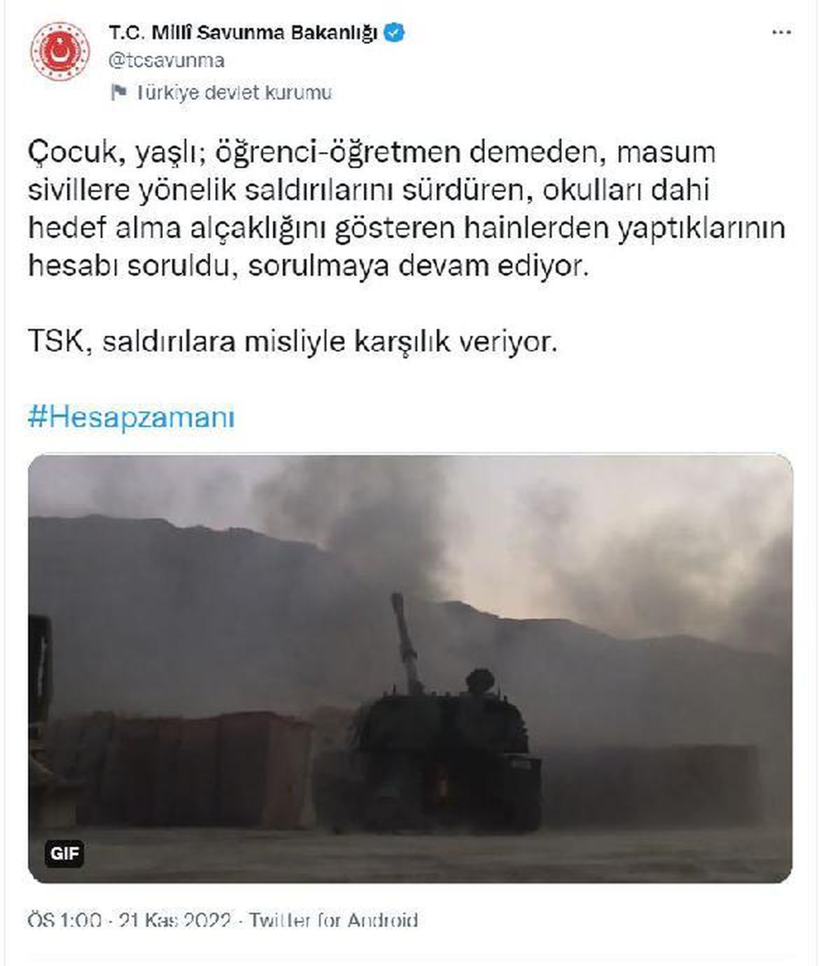 MSB: "Çocuk, yaşlı; öğrenci-öğretmen demeden, masum sivillere yönelik saldırılarını sürdüren, okulları dahi hedef alma alçaklığını gösteren...