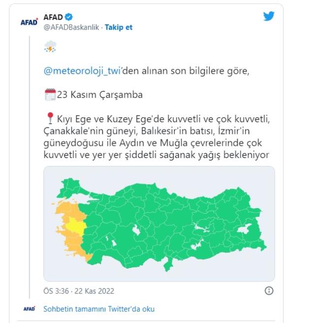 Fırtına kapıda! AFAD'dan 6 il için sarı ve turuncu kodlu uyarı Fırtına kapıda! AFAD'dan 6 il için sarı ve turuncu kodlu uyarı