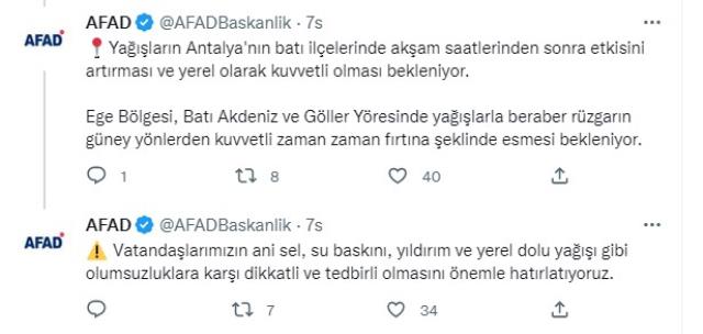 Fırtına kapıda! AFAD'dan 6 il için sarı ve turuncu kodlu uyarı Fırtına kapıda! AFAD'dan 6 il için sarı ve turuncu kodlu uyarı