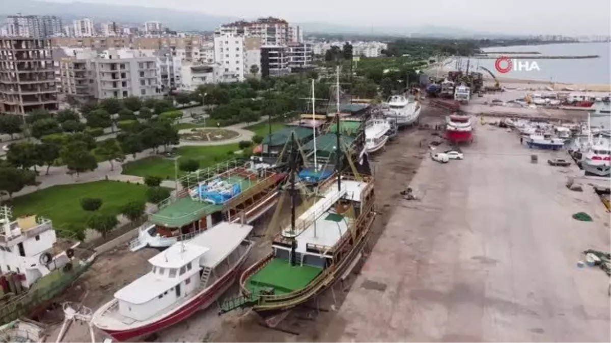 Mersin\'de iyi bir sezonu geride bırakan turizmciler, teknelerini bakım için kıyıya çekti