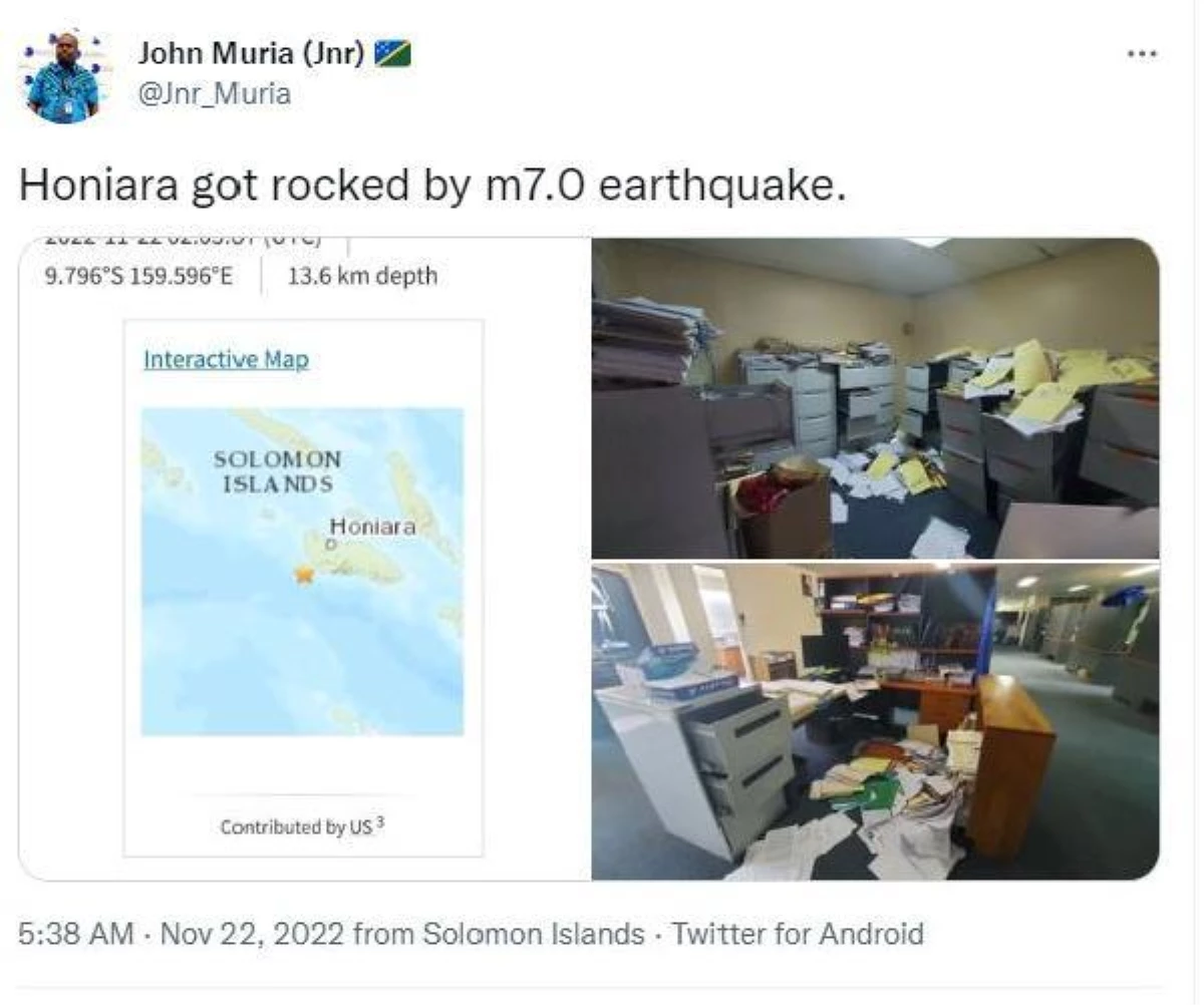 Solomon Adaları\'nda 7 büyüklüğünde deprem meydana geldi