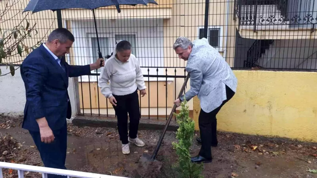 Edremit\'te Eylül ayında vefat eden öğretmen adına okuluna fidan dikimi yapıldı