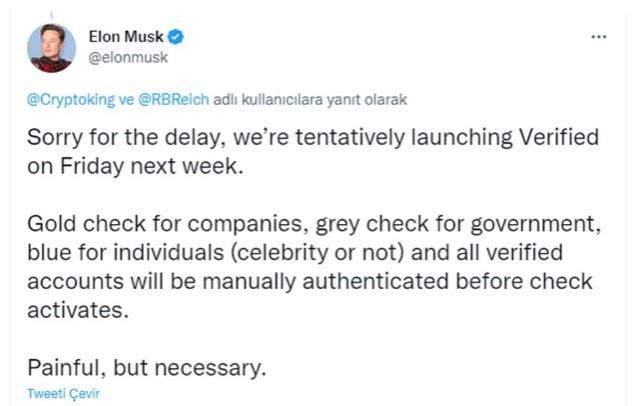 İşte Elon Musk'ın yeni planı! Şirketler için altın, hükümetler için gri renkte tik olacak İşte Elon Musk'ın yeni planı! Şirketler için altın, hükümetler için gri renkte tik olacak