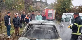 Zonguldak'ta seyir halindeki otomobil yandı