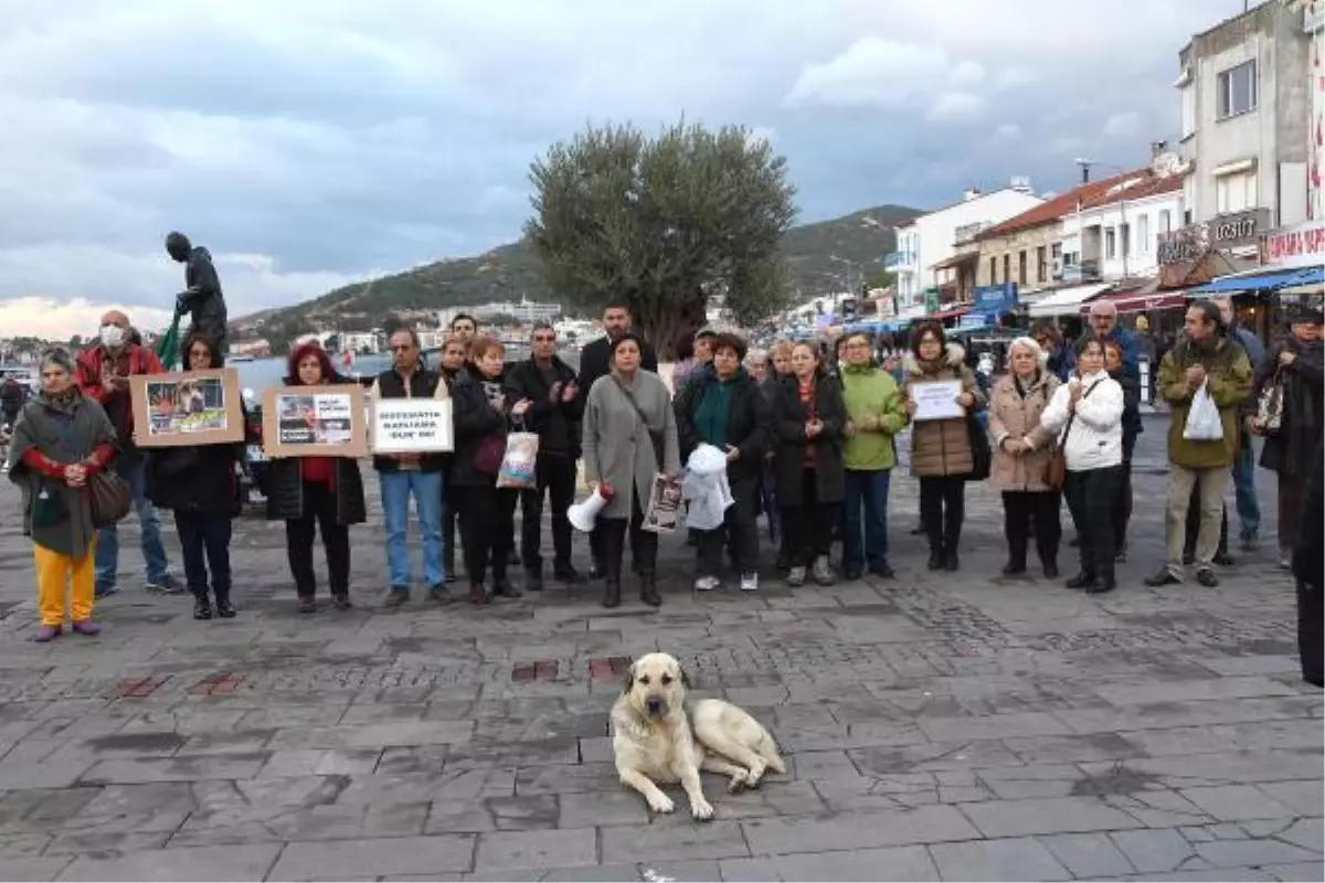 HAYVANLARA YÖNELİK ŞİDDET FOÇA\'DA PROTESTO EDİLDİ