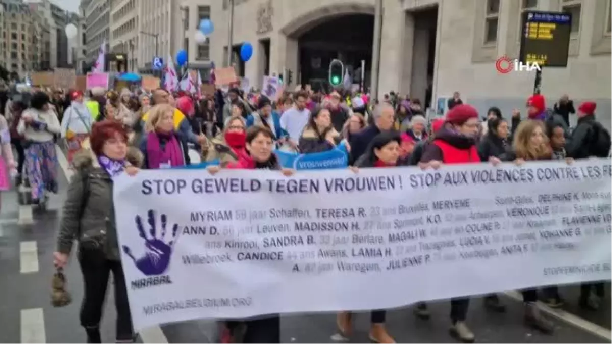 Belçika'da kadına yönelik şiddet protesto edildi