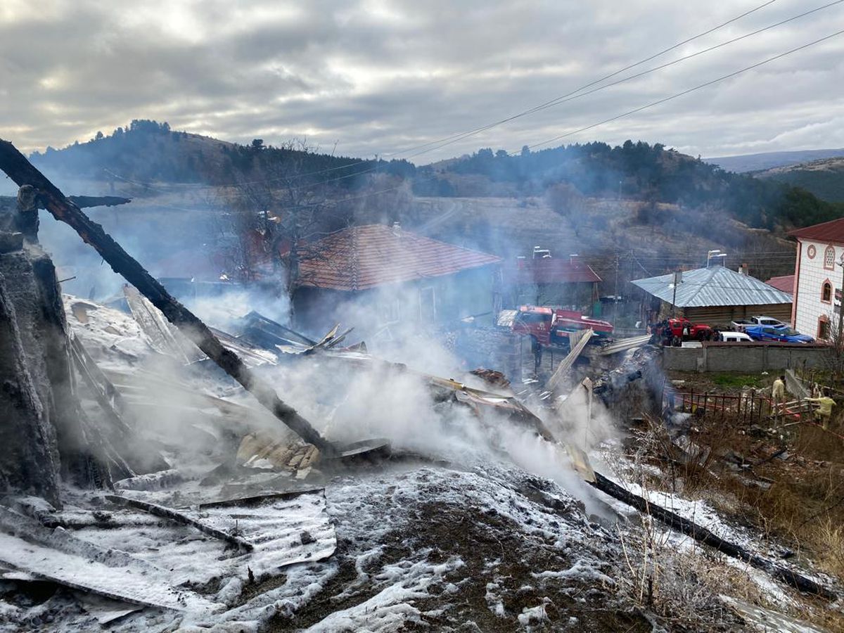 Çıkan yangında iki ev yandı