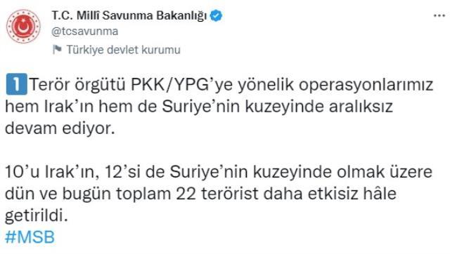 Şehitlerimizin kanı yerde kalmadı: 2 terörist daha etkisiz hale getirildi