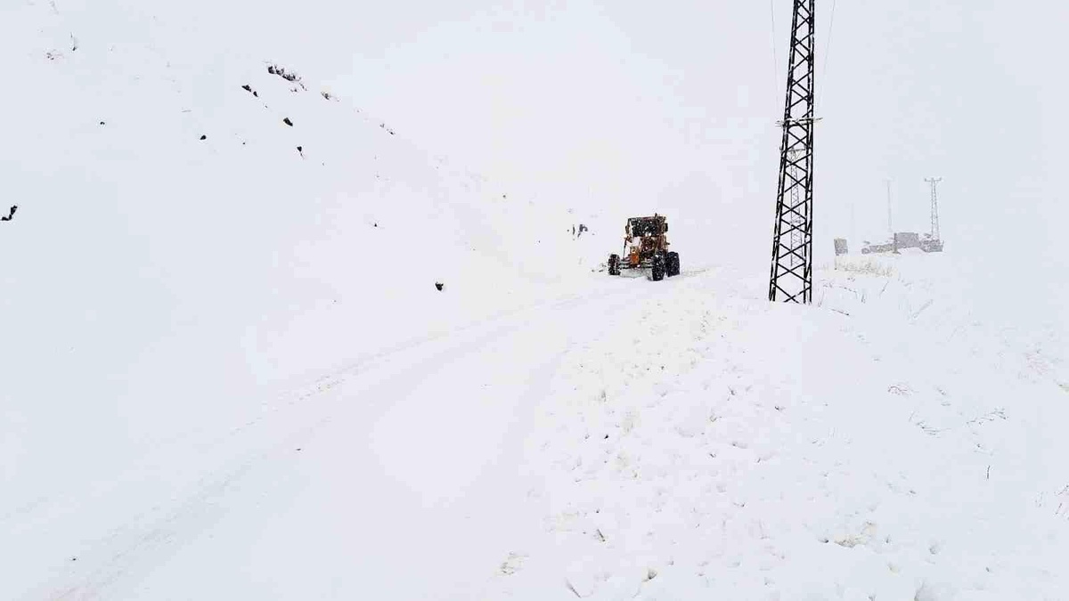 Hakkari\'de kapanan 10 yerleşim yolunda karla mücadele çalışması