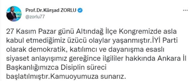İYİ Parti, Altındağ Kongresi'nde kavgaya karışanlarla ilgili disiplin süreci başlattı