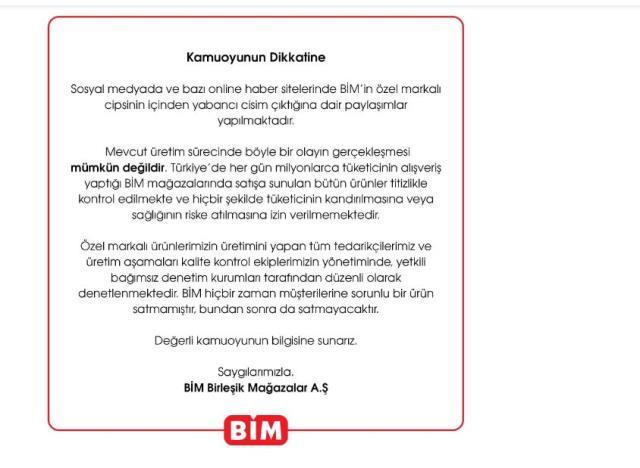 BİM'den cipsten çıkan fare ölüsü hakkında açıklama: Mümkün Değil