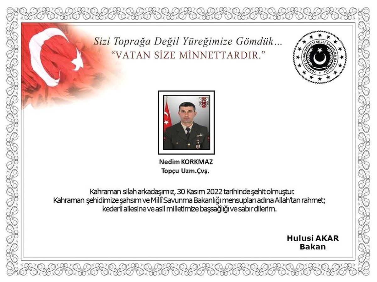 MSB: "Pençe-Kilit Harekatı bölgesinde bir asker şehit oldu"