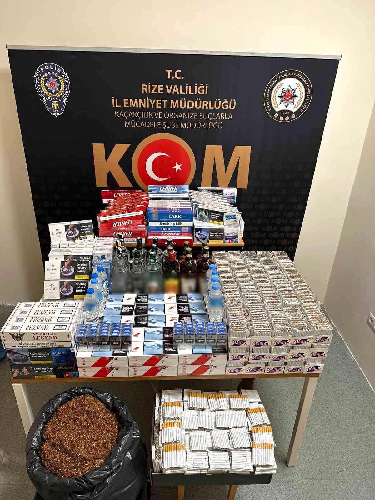 Rize\'de kaçak sigara ve içki operasyonu: 1 gözaltı