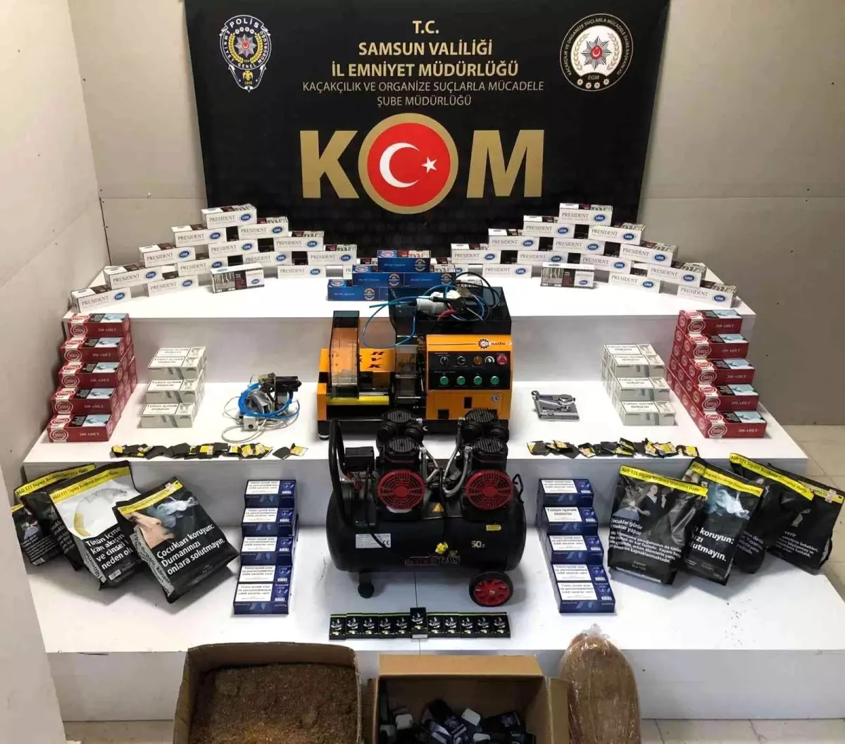 Samsun\'da kaçak tütün mamulleri ele geçirildi