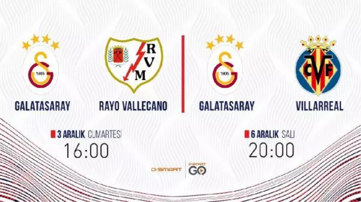 Galatasaray\'ın Rayo Vallecano ve Villareal maçları canlı yayınla D Smart ve GO\'da