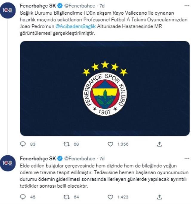 Joao Pedro'nun son durumu ne? Fenerbahçe'den açıklama geldi