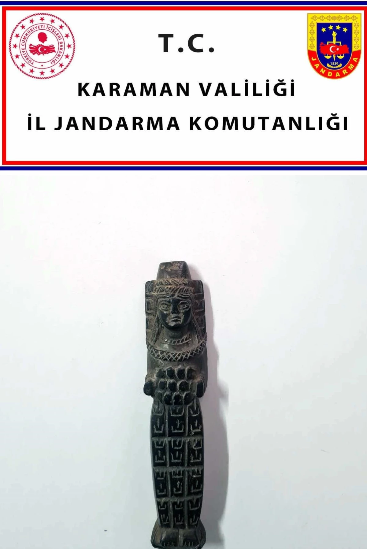 Karaman\'da elindeki tarihi eseri satmaya çalışan kişi yakalandı