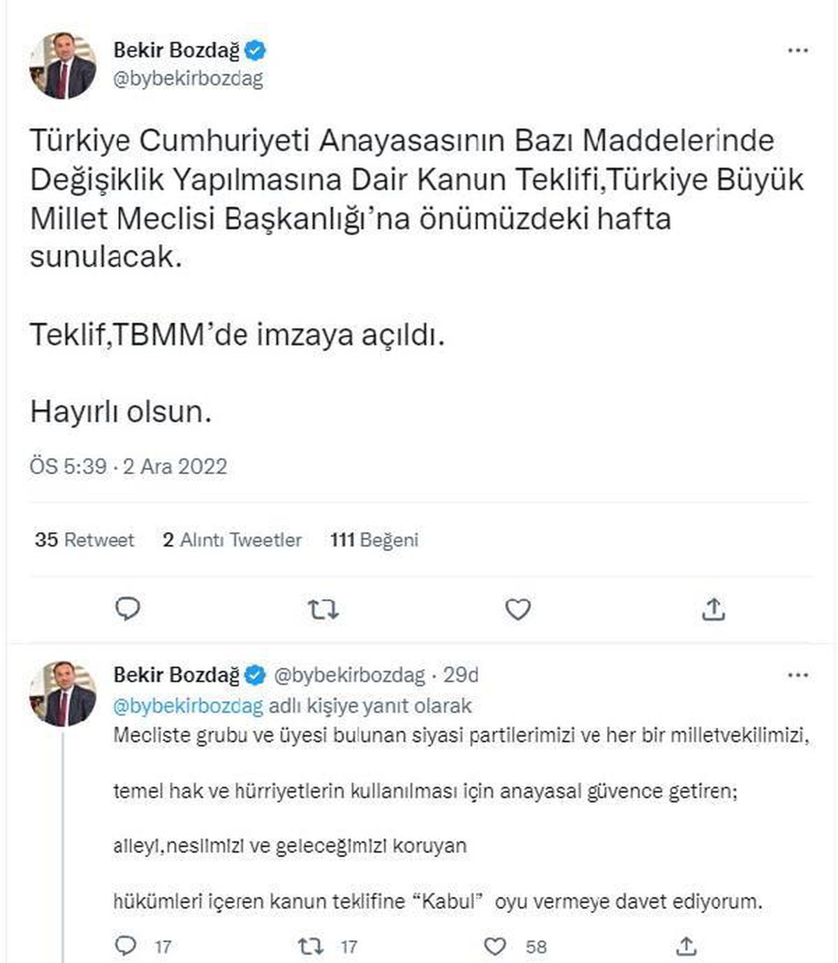 Bakan Bozdağ: Anayasa değişikliği teklifi haftaya Meclis\'e sunulacak