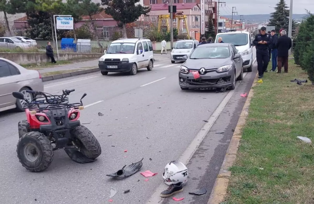 Otomobilin çarptığı ATV sürücüsü ağır yaralandı