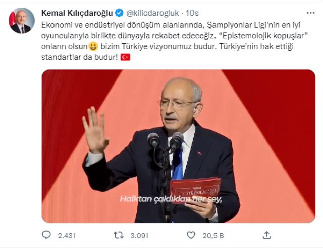 Kemal Kılıçdaroğlu bu sözlerle Nureddin Nebati'ye gönderme yaptı: Epistemolojik kopuşlar onların olsun bizim Türkiye vizyonumuz budur