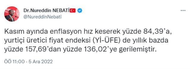 Bakan Nebati: Enflasyondaki düşüş eğilimini önümüzdeki aydan itibaren daha keskin hissedeceğiz