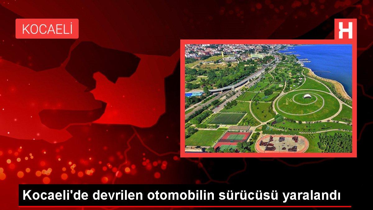 Kocaeli'de devrilen otomobilin sürücüsü yaralandı