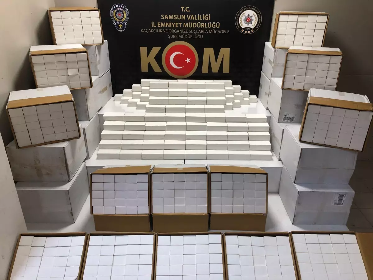 Samsun\'da 300 bin filtreli sigara kağıdı ele geçirildi