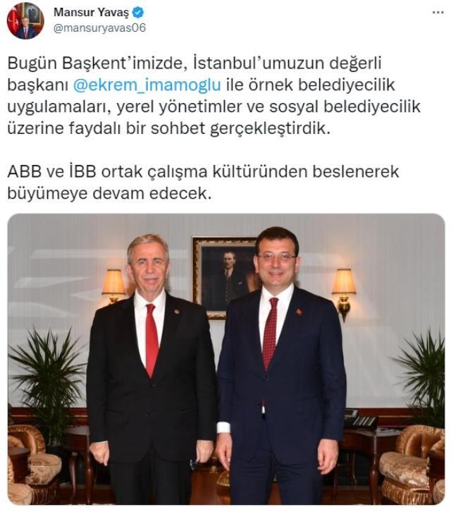 İmamoğlu ve Yavaş'tan 'Aralarında sorun var' dedikodularını bitiren paylaşım İmamoğlu ve Yavaş'tan 'Aralarında sorun var' dedikodularını bitiren paylaşım