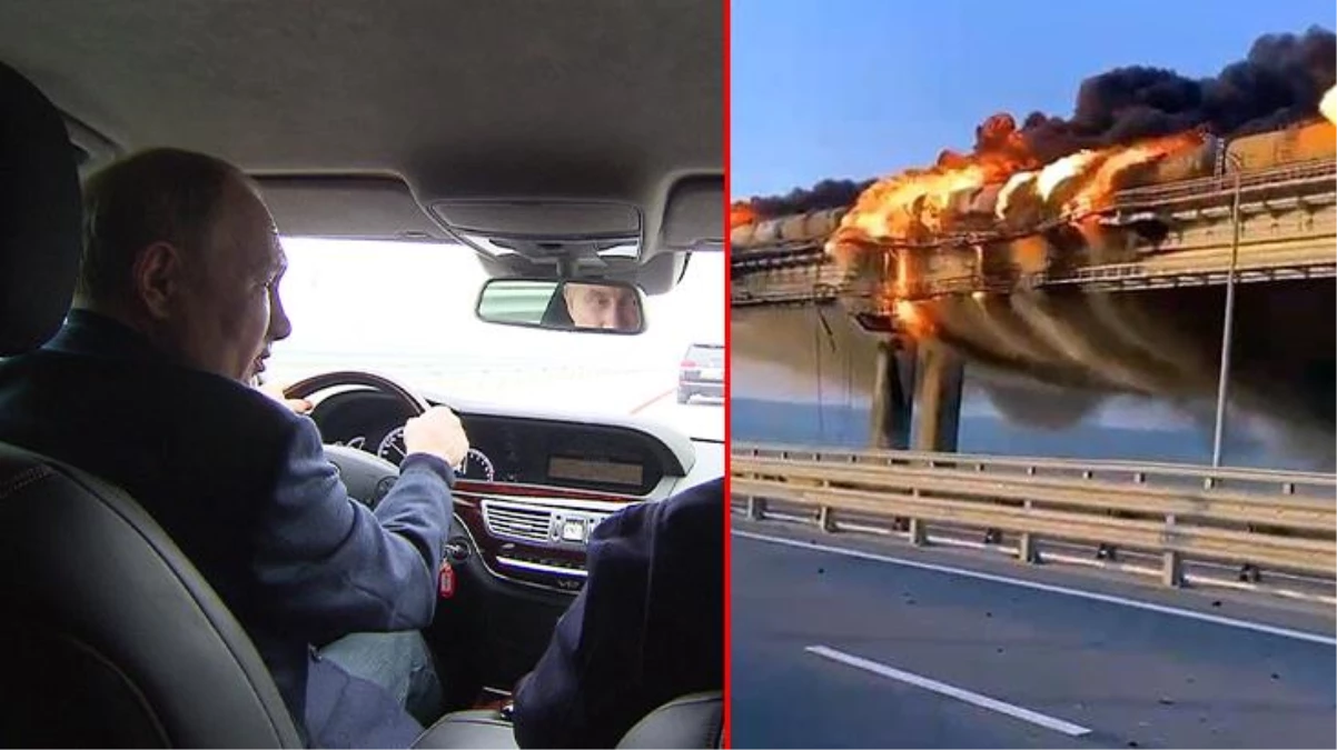 Putin\'den dünyaya gövde gösterisi! Yıkılan köprüden 2 ay sonra araba sürerek geçti