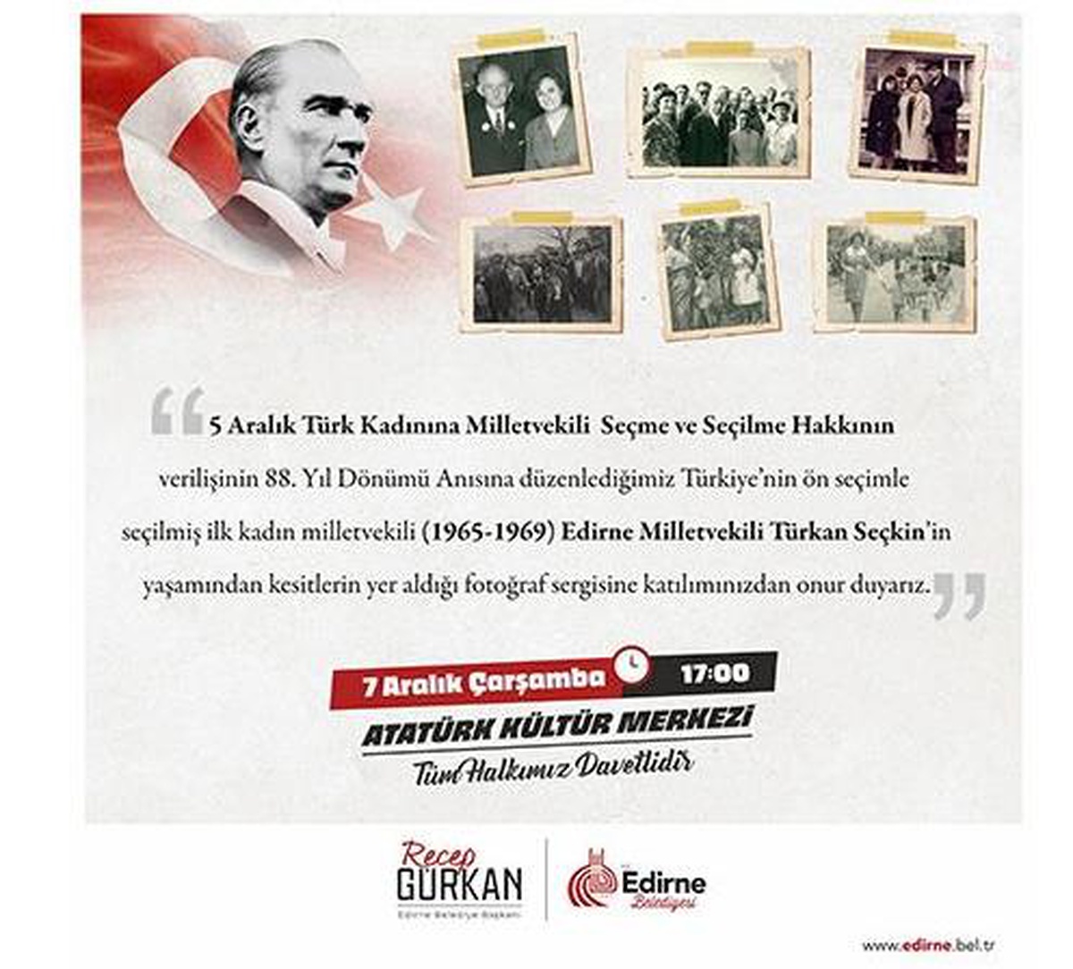 Türkan Seçkin, Edirne\'de Fotoğraflarla Anılacak