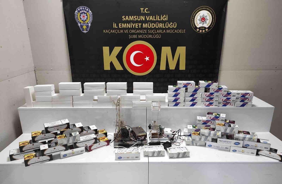 Samsun\'da 18 bin dal bandrolsüz makaron ele geçirildi