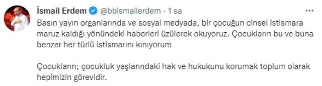 Yusuf Ziya Gümüşel'i makam odasında ağırlayan İsmail Erdem de istismar olayını kınadı