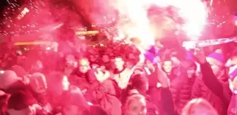 Hırvat taraftarların galibiyet coşkusu