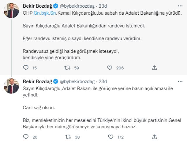 Bakan Bozdağ'dan Adalet Bakanlığı önünde konuşan Kılıçdaroğlu'na yanıt gecikmedi Bakan Bozdağ'dan Adalet Bakanlığı önünde konuşan Kılıçdaroğlu'na yanıt gecikmedi
