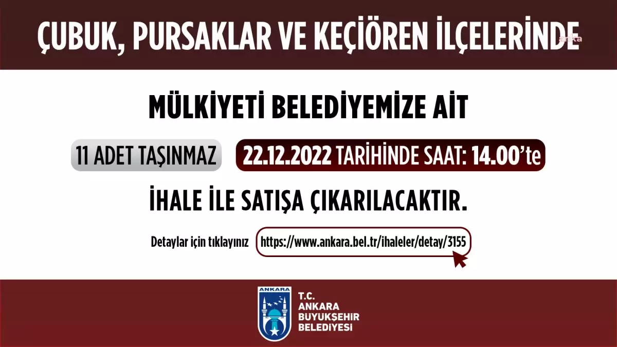 Ankara Büyükşehir, 11 Adet Arsayı İhale Yoluyla Satışa Çıkaracak