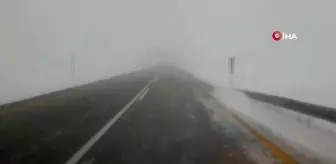 Erzurum'da etkili olan kar yağışı Palandöken geçidin sürücülere zor anlar yaşatıyor
