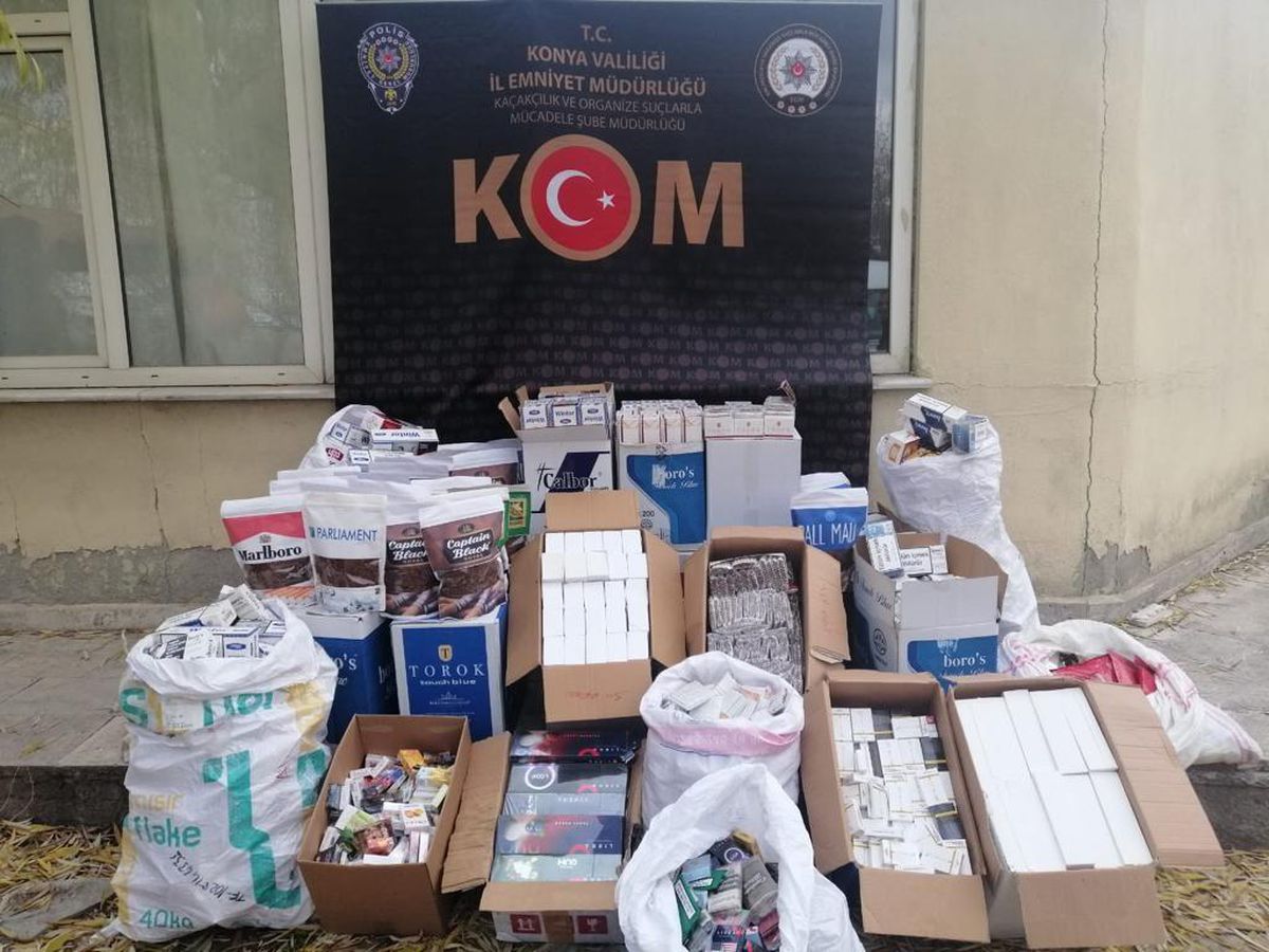 Konya\'da 150 bin boş makaron ele geçirildi