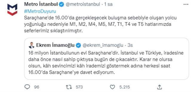 Hapis cezası ve siyasi yasakla yargılanan İmamoğlu'nun çağrısı sonrası Saraçhane'deki İBB binasının önü tıklım tıklım doldu Hapis cezası ve siyasi yasakla yargılanan İmamoğlu'nun çağrısı sonrası Saraçhane'deki İBB binasının önü tıklım tıklım doldu