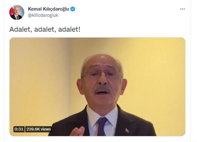 Kemal Kılıçdaroğlu'ndan Ekrem İmamoğlu'na destek videosu: Adalet, adalet, adalet! Kemal Kılıçdaroğlu'ndan Ekrem İmamoğlu'na destek videosu: Adalet, adalet, adalet!