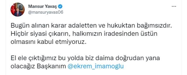 Ne diyeceği merak konusuydu! Mansur Yavaş'tan, İmamoğlu'na verilen cezayla ilgili ilk açıklama Ne diyeceği merak konusuydu! Mansur Yavaş'tan, İmamoğlu'na verilen cezayla ilgili ilk açıklama